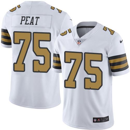 Men New Orleans Saints #75 Andrus Peat Nike White Color Rush Limited NFL Jersey